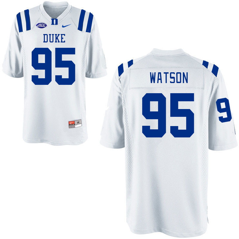 Men #95 Preston Watson Duke Blue Devils College Football Jerseys Stitched-White